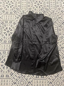 Vintage 1980s Ladies Dennis Basso Black Button Down Shirt. Size Large - Picture 1 of 12