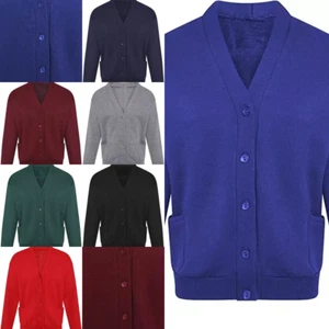 UNI SWEAT SHIRT CARDIGAN (ADULTS) VNECK LONG SLEEVE JUMPER WITH POCKETS 4 SIZE - Picture 1 of 15