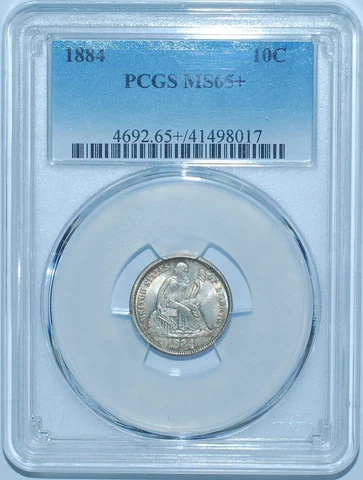 1884 PCGS MS65+ Seated Liberty Dime Cover