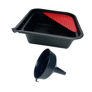 9L Automotive Oil Drip Pan Tray and Funnel Oil Change Tray 14x14x5inch for Cars, - Picture 1 of 7