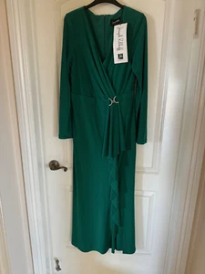 Joseph Ribkoff Occasion Party/Wedding Green Long Sleeve Maxi Dress Sz:10/12 - Picture 1 of 6