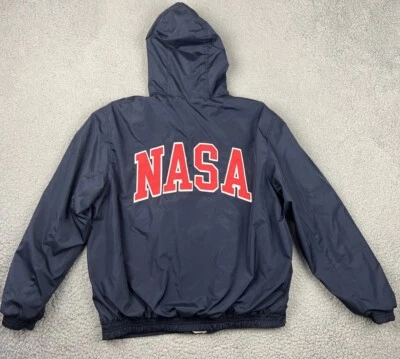 Chaqueta NASA por BRAVO Talla Pequeña Abrigo Azul Cremallera Completa Bordada *MANCHA Foto 1 de 4