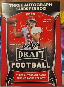 2023 Leaf Draft Football Factory Sealed Hobby Blaster Box 20 Packs 3 Autographs!