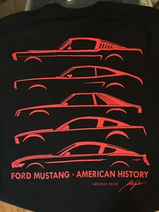 MUSTANG GENERATIONS T-SHIRT BLACK 1965-2017 FORD FASTBACK FOX BODY SHELBY GT350 - Picture 1 of 5