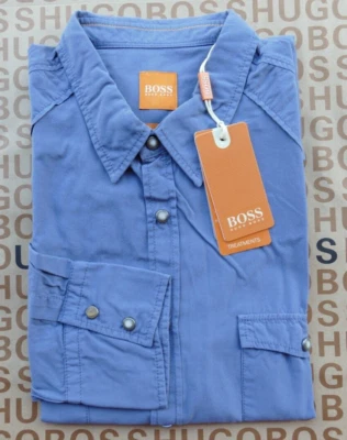 New Hugo BOSS mens grey slim fit designer cotton casual smart suit shirt MEDIUM - Image 1 of 4