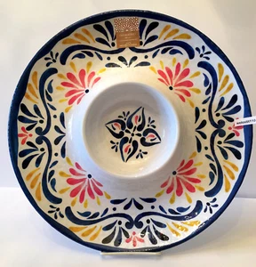 MELAMINE CHIP & DIP TRAY SERVER. 15" diameter. BEAUTIFUL! - Picture 1 of 7