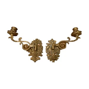 Pair Of Brass Piano Candle Holders - Picture 1 of 16