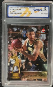 1997 Collector's Edge Impulse #1 Tim Duncan Gold WGC Graded Gem Mint 10