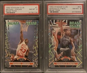 1992 Stadium Club Beam Team Michael Jordan/Shaquille O’Neal PSA 8 (lot of 2) - Picture 1 of 6