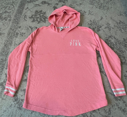 UNDERCOVER Felpa donna rosa Victorias Secret piccola rosa pile cappuccio logo