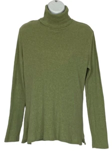 Lauren Ralph Lauren Women's Large Green with Elbow Patches Rib Knit Turtleneck - Picture 1 of 8