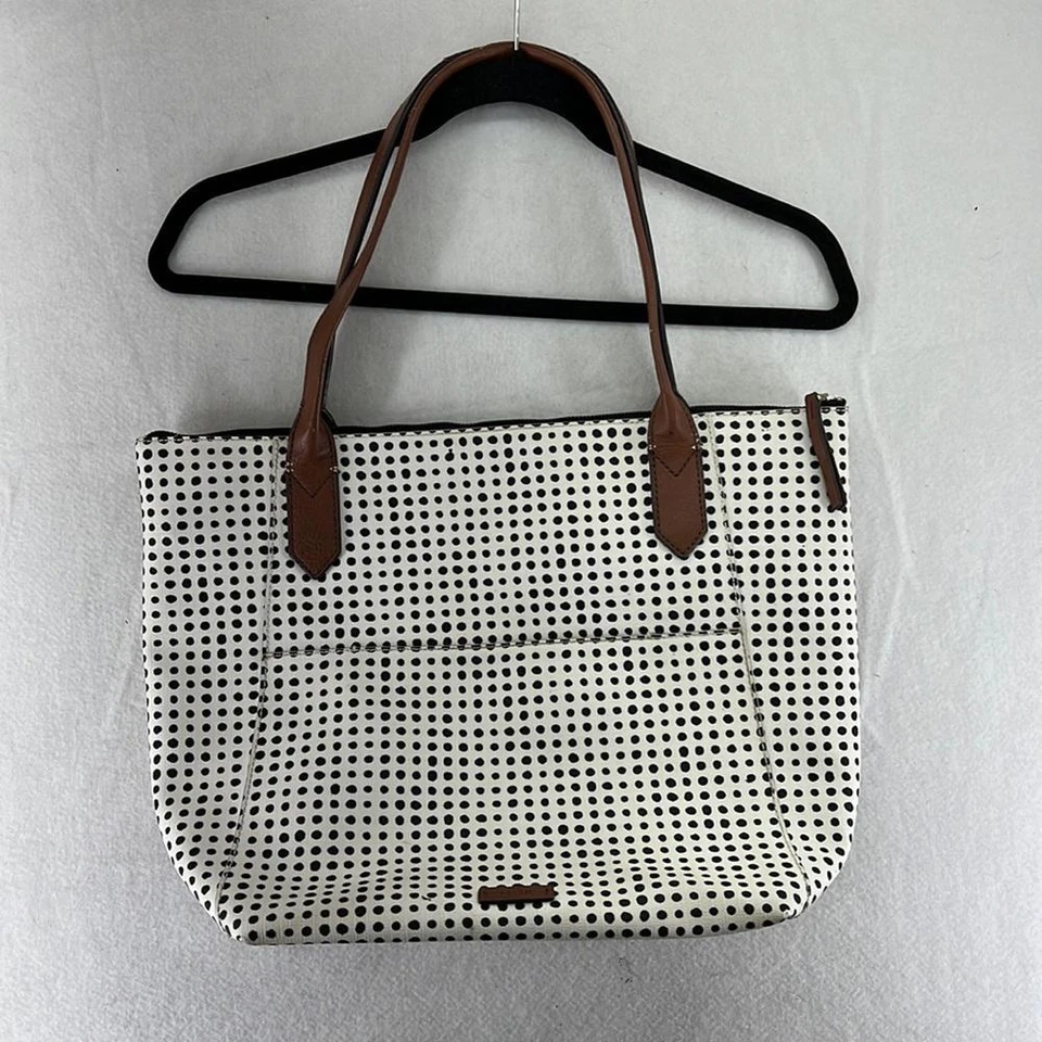 Fossil Fiona Signature Bolso de Mano Bolso de Hombro Cartera Negro Crema Lunares Foto 1 de 4