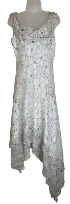 Vestido Babydoll de seda Y2K tamanho 8 assimétrico midi fada floral etéreo - Imagem 1 de 4