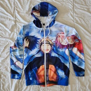 Naruto Sakura Sasuke Anime Zip Hoodie Child Size Large 16 Sweatshirt - Picture 1 of 11