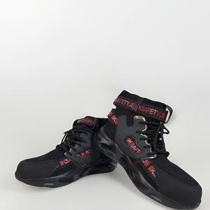 Stahlkappe Sicherheitsstiefel hochgeschnitten von ORISTACO, schwarz & rot, Größe: 9,5. Neu - Bild 1 von 11