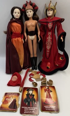 Star Wars Reina Amidala Padme Muñeca Lote De 3 1999 Hasbro Ropa Accesorios De Colección Foto 1 de 4