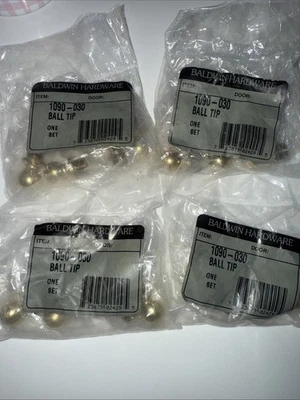 New Baldwin 1090 030 Ball Finial tips for hinges in Polished Brass 8 pair - Image 1 of 2