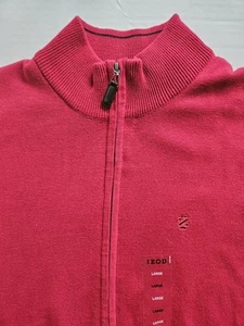 IZOD Golf Sweater Vest Men's Large Red Zipper - Picture 1 of 5