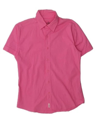 PEPE JEANS Mens Short Sleeve Shirt Large Pink Cotton CO13 - Image 1 of 3