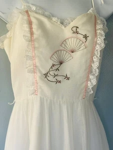Vintage 70er Candi Jones Maxikleid elfenbein Spitze Boho romantisch Prärie Fee Gr. 11 - Bild 1 von 20