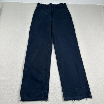 Madewell Emmett Wide Leg Pants Womens 27 Patch Pocket Edition Raw Hem Blue *Read - Image 1 of 4