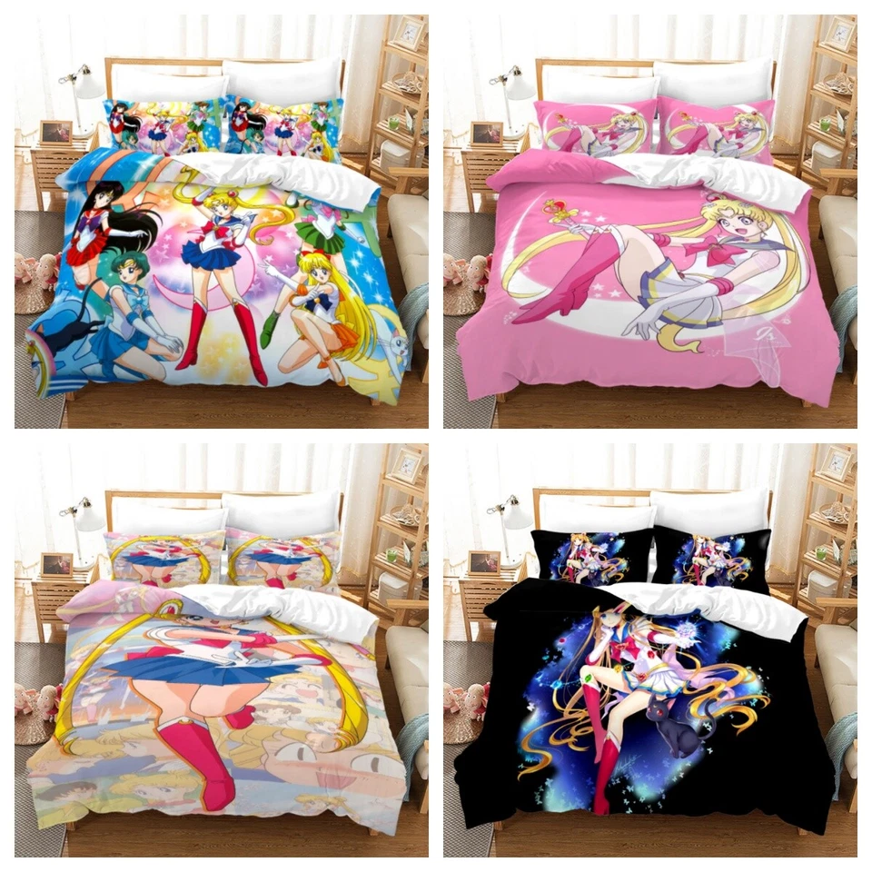 Sailor Moon Bettbezug Set Bettwäsche Set Kissenbezüge 135x200 200x200 240x220 - Bild 1 von 1