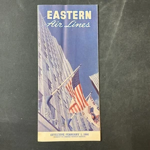 Vintage February 1944 Eastern Air Lines Information Timetable Schedule Brochure - Picture 1 of 3