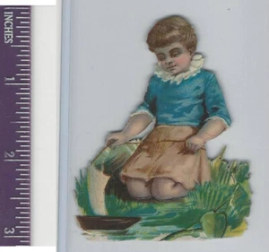 Victorian Diecuts, 1890's, Children, Girl Playing With Boat (4) - Picture 1 of 1