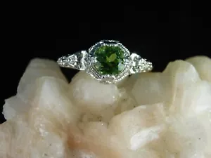 1,10 ct. Runder Peridot Ring 20er Jahre filigraner Stil Sterlingsilber - Bild 1 von 8