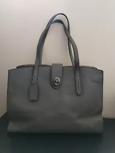 Coach Turnlock Charlie Carryall Tote Bag Satchel Cross Body Pebbled 31026 gray - Picture 1 of 12