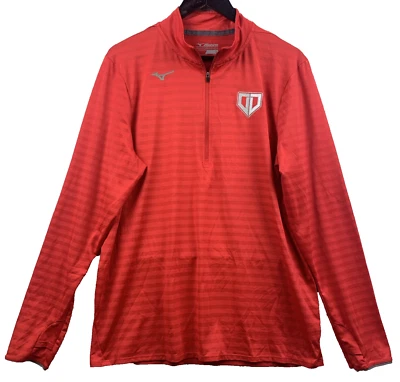 MIZUNO 1/4 Zip Pullover Men's Sz Large Red Performance Thumb Holes Vent Athletic - Image 1 of 4