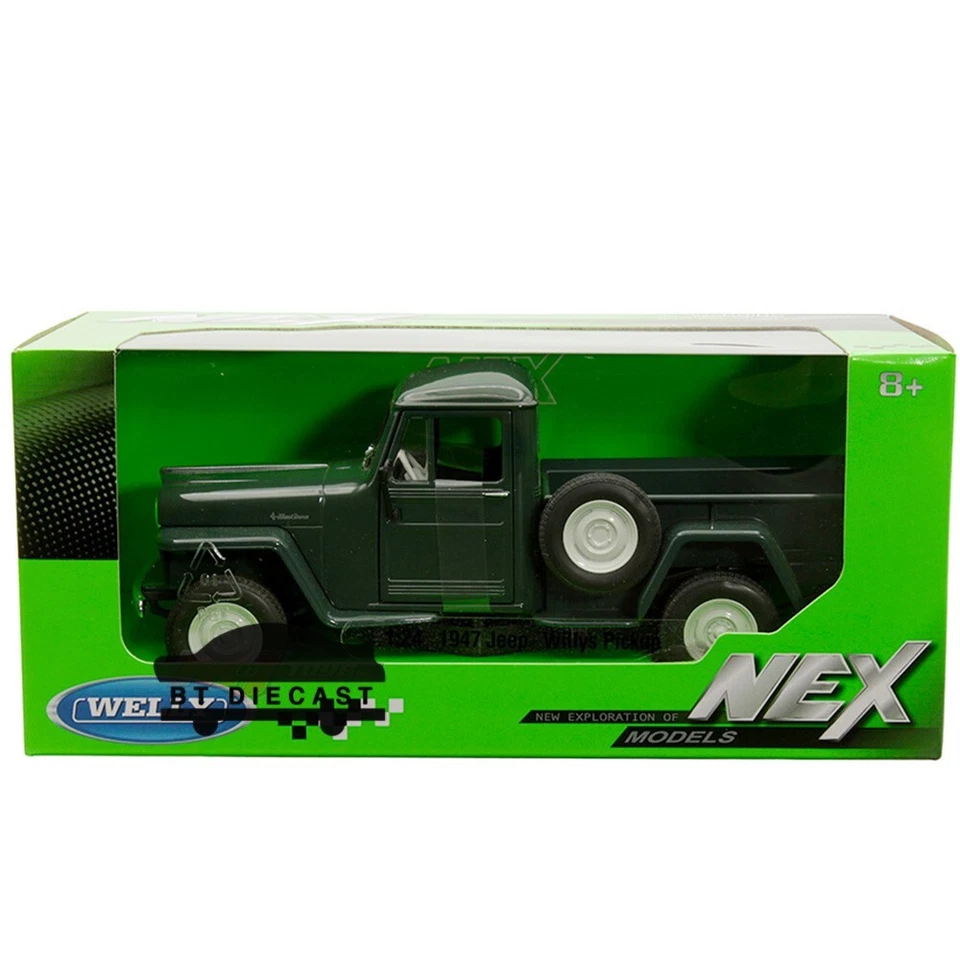 WELLY 1947 JEEP WILLYS PICK UP TRUCK 1/24 DIECAST MODEL DARK GREEN 24116 - Image 1 of 1
