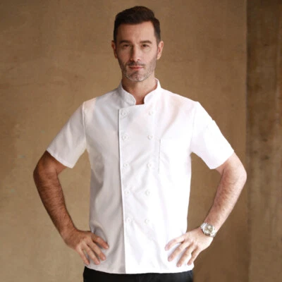 Men Chef Jacket Coat Uniform Kitchen Long/Short Sleeve Cooking Restaurant Top - Image 1 of 4