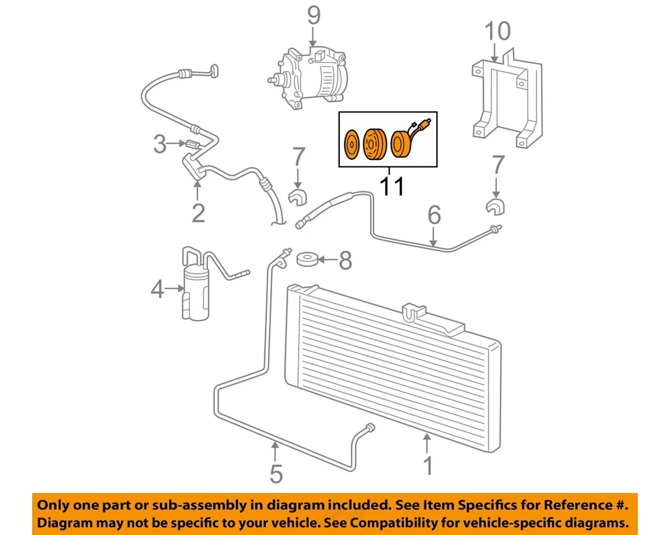 Condensador CHRYSLER OEM 00-06 Ram 1500, líneas de compresor - bobina de embrague 5016127AB Foto 1 de 2