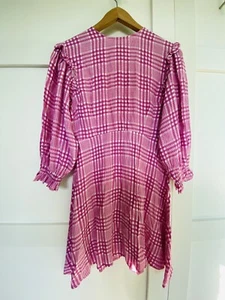 Mini Vestido Faithfull The Brand Rosa Iris Estampado a Cuadros Djerra Edwina Temporada Talla S - Imagen 1 de 6
