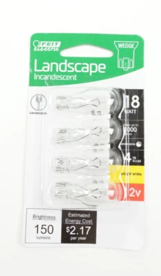 Feit 18-Watt Bright White 3000K T5 Wedge Base Dimmable 12V Landscape Bulb 4 Pack - Image 1 of 2
