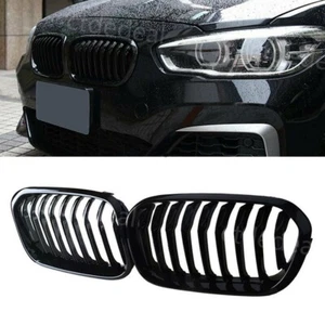 Paar Nieren Kühlergrill Schwarz Glänzend Für BMW 1er F20 F21 2015-2019 Facelift - Picture 1 of 10