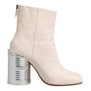 MM6 MAISON MARGIELA Shoes White Calf Leather Can Heel Boots EU40 / US9.5 760usd - Picture 1 of 10