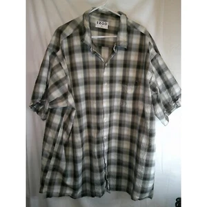 IZOD Plaid Shirt Button Up Short Sleeve Casual Top Mens 4XL - Picture 1 of 3