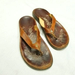 Olukai Paniolo Flip Flops Sandals Thongs Leather Arch Support Slip On Beach 6 - Bild 1 von 8