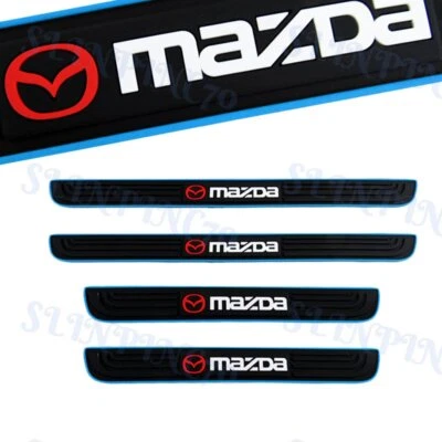 Protector de peldaños de panel de cubierta de umbral de puerta de coche de goma azul 4 piezas para Mazda NUEVO Foto 1 de 4