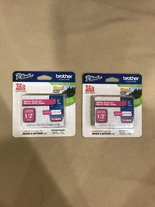 Lot 2 Genuine Brother P-Touch TZeMQP35 1/2" White on Berry Pink Tape TZMQP35 - Picture 1 of 3