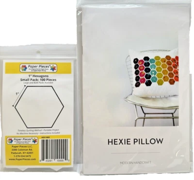 Modern Handcraft Hexie Pillow Quilt Pattern w/ 1" Hexagon Paper Piecing - 100pcs - Image 1 of 4
