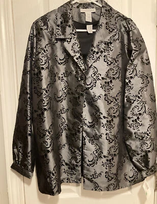 Chaqueta elegante para mujer Sag Harbor gris sedoso negro terciopelo Missy talla grande nueva con etiquetas Foto 1 de 4