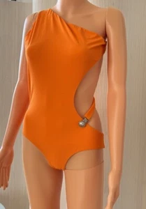 Versace Bikini Versus Orange Badeanzug Damen Cut Out Vintage L M S Löwe Small - Bild 1 von 9