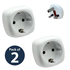 EU to UK Plug Adapter | Converts Euro 2 pin Schuko to UK Mains 3 Pin Adaptor - Picture 1 of 7