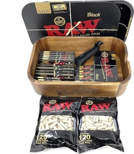 RAW Wooden Cache Box Set with Tray and Magnetic Cover - Black Version - Bild 1 von 8