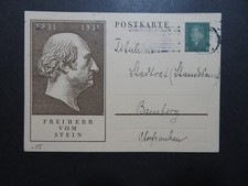 Germany 1931 Vom Stein Cacheted Postal Card Used - Z10244