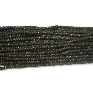 A+ Natural Black Tourmaline Faceted Rondelle Gemstone 5-7MM Jewelry Making Beads
