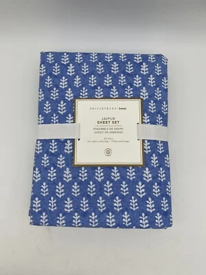 NWT Pottery Barn Teen Jaipur Twin XL Sheet Set  100% Cotton Blue Block Print - Image 1 of 4